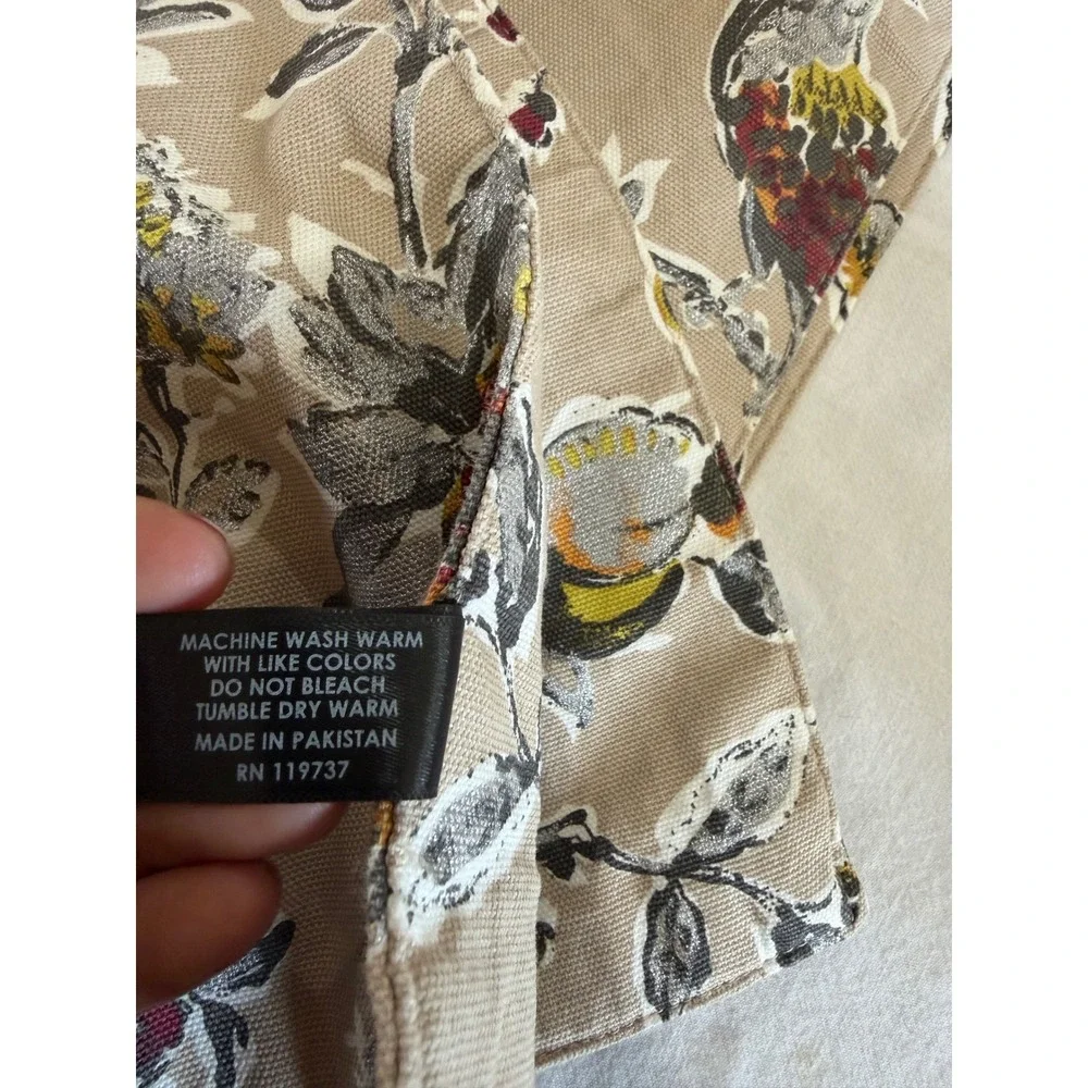 Nicole Miller Home Floral Bird‎ Table Runner Tan Botanical 14x68 Cotton Blend